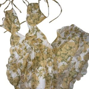 Peppermayo Yellow Floral Backless Dress